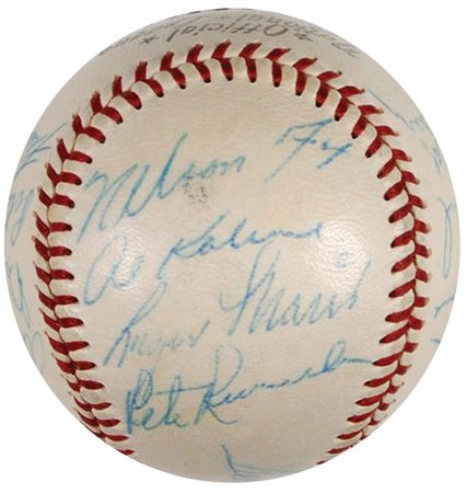 Lot #1200 Baseball: 1959 All Stars: Williams, Maris, and Fozz All Star ball - Image 2