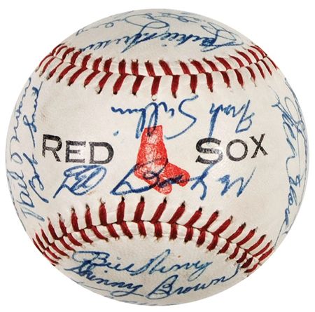 Lot #1170 Harry Agganis and the Boston Red Sox Baseball - Image 2