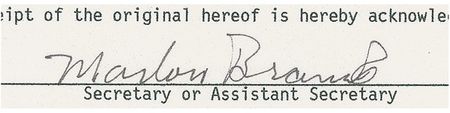 Lot #725 Marlon Brando Signed Document - Image 1