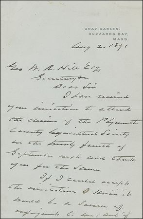 Lot #14 Grover Cleveland Handwritten Letter Signed