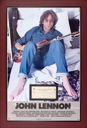 Lot #509 Beatles: Lennon, John: BACK IN THE U.S.A.: LENNON signs a check in the year he won the right to permanent American residency - Image 1