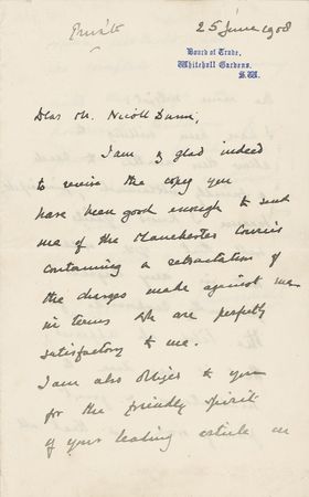 Lot #150 Winston Churchill: MEETING THE PRESS—HALFWAY: CHURCHILL accepts the retraction of a libelous article, citing an editor’s “honourable traditions of journalism” - Image 1