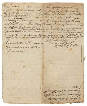 Lot #163 Declaration of Independence: Ellery, William: BEACONS OF FREEDOM: ELLERY reports on the condition of Rhode Island lighthouses, including one ?burnt by the British in the revolutionary war? - Image 2