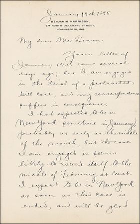 Lot #47 Benjamin Harrison Signed Letter - Image 1