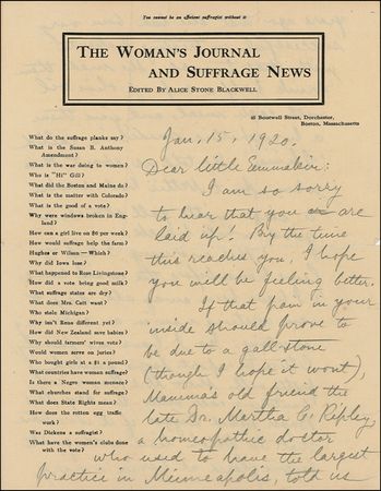 Lot #133 Alice Stone Blackwell: A “skirmish” with an “anti-Red” in the year of the 19th Amendment - Image 2