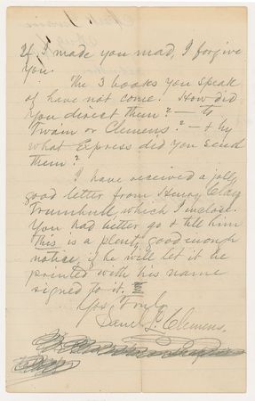 Lot #376 Samuel L. Clemens: ?TWAIN OR CLEMENS??: CLEMENS writes to his publisher about an investment deal gone sour - Image 3