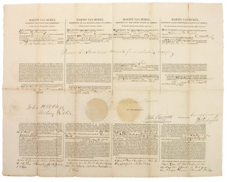 Lot #114 Martin Van Buren: 1840 whaling ship’s papers - Image 1
