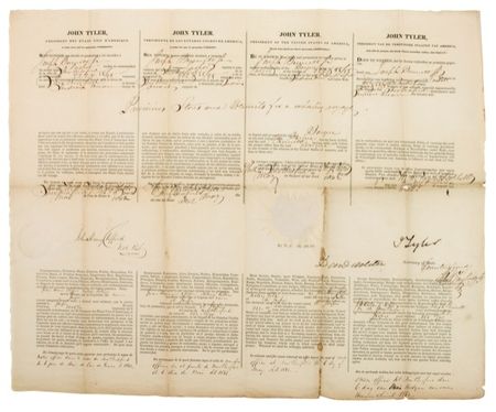 Lot #113 John Tyler: 1842 whaling ship?s papers - Image 1