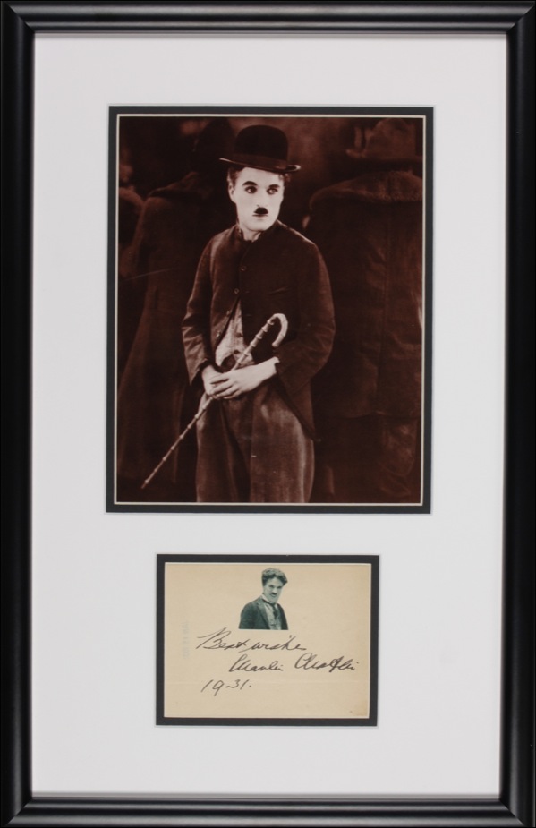 Lot 754 Charlie Chaplin: Signing in the year of the release of City Lights
