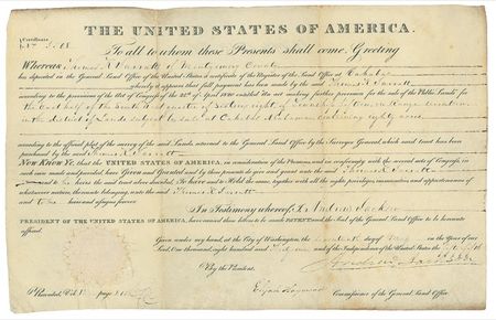 Lot #68 Andrew Jackson: Land grant for Alabama’s first permanent state capital - Image 1