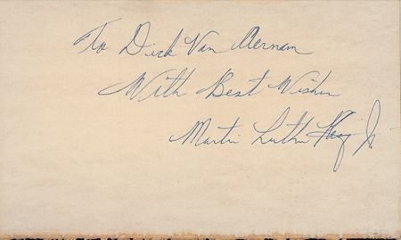 Lot #206 Martin Luther King, Jr: “THE CHRONICLE OF 50,000 NEGROES WHO TOOK TO HEART THE PRINCIPLES OF NON-VIOLENCE”: KING signs his historic memoir of the Montgomery Bus Boycott - Image 1