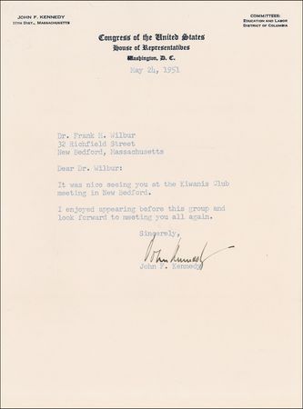 Lot #80 John F. Kennedy Typed Letter Signed - Image 1