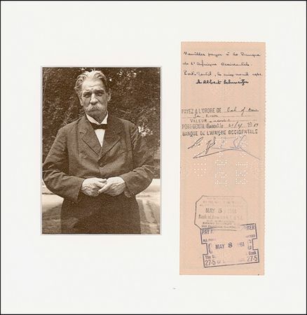 Lot #243 Albert Schweitzer Check - Image 1