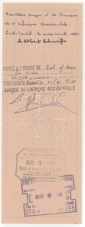 Lot #243 Albert Schweitzer Check - Image 2