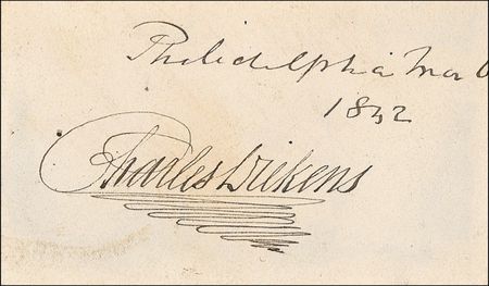 Lot #438. Charles Dickens Signature