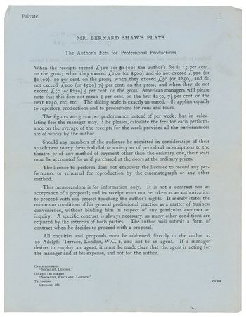Lot #495 George Bernard Shaw Signed Document - Image 1