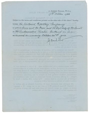 Lot #495 George Bernard Shaw Signed Document - Image 2