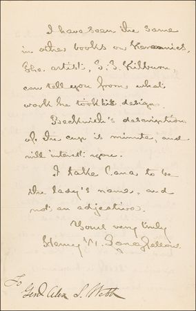 Lot #472 Henry Wadsworth Longfellow: Handle with care: The poet writes on ceramics - Image 2