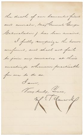 Lot #296 Winfield Scott Hancock Handwritten Letter Signed - Image 2