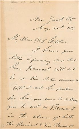 Lot #55 U. S. Grant: His “other” presidency: “To authorize you to act as President in the absence of both the President & Vice President” - Image 1