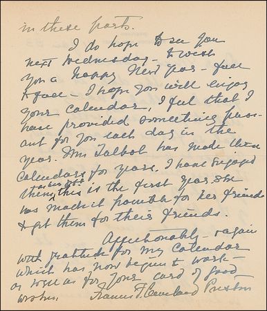 Lot #17 Frances Folsom Cleveland Handwritten Letter Signed - Image 2