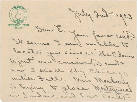 Lot #422 L. Frank Baum: THE HALLS OF “MONTEZUMA”: In the midst of the WIZARD OF OZ’s original Broadway run, BAUM hopes to strike gold with a second musical comedy - Image 1