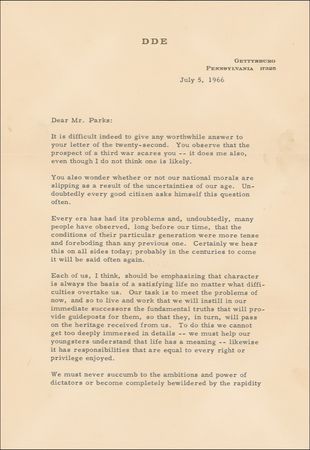 Lot #34 Dwight D. Eisenhower: As American troops fight in Vietnam, a thoughtful Ike muses on the possibility of a “third war,” “our national morals,” and “the defeat of those things that tend to degrade humanity” - Image 2