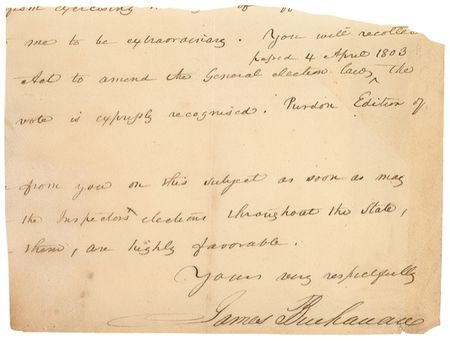 Lot #7 James Buchanan Signed Letter