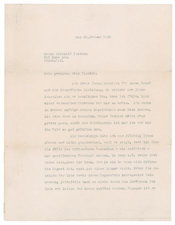 Lot #175 Albert Einstein: ?THE EARTH IS A MAGNET TURNING IN SPACE?: EINSTEIN discusses the nature of the earth?s rotation and magnetic field, cosmic rays, and the Northern lights - Image 2