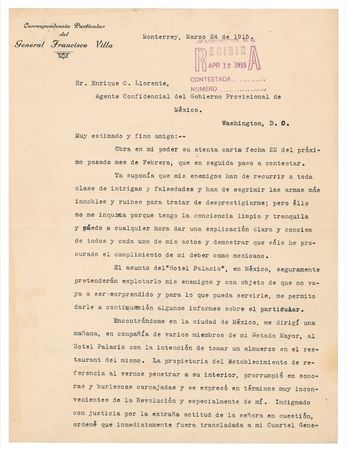 Lot #257 Francisco ?Pancho? Villa: LEGS AND EGGS: PANCHO VILLA vigorously defends his conduct during an encounter with the proprietor of the Palace Hotel restaurant less than a month before the pivotal Battle of Celaya - Image 2