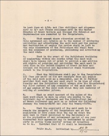 Lot #441 Arthur Conan Doyle: 1921 book contract - Image 2