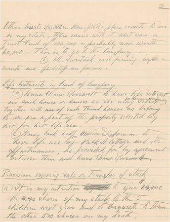 Lot #116 Franklin D. Roosevelt: TILL DEATH DO US PART: FDR drafts his will, including a special bequest to his secretary-mistress, MISSY LE HAND - Image 3