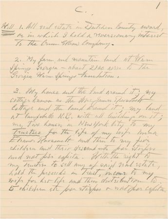 Lot #116 Franklin D. Roosevelt: TILL DEATH DO US PART: FDR drafts his will, including a special bequest to his secretary-mistress, MISSY LE HAND - Image 7