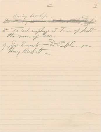 Lot #116 Franklin D. Roosevelt: TILL DEATH DO US PART: FDR drafts his will, including a special bequest to his secretary-mistress, MISSY LE HAND - Image 9