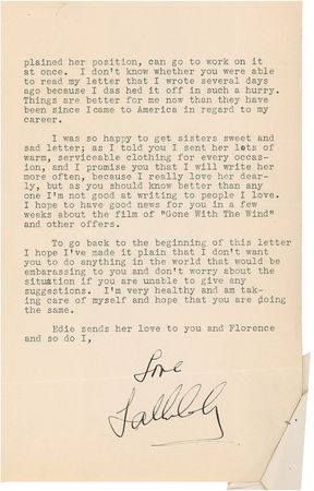 Lot #704 Tallulah Bankhead: ?I hope to have good news ... about the film of ?Gone with the Wind?? - Image 1