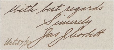 Lot #1219 James J. Corbett Signature - Image 2