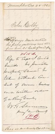 Lot #325 William T. Sherman: A compassionate Sherman endorses a war-dated request from a farmer - Image 2