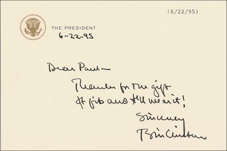 Lot #23 Bill Clinton: Handwritten thanks to one of