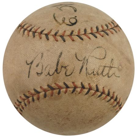 Lot #1402 Babe Ruth and Lou Gehrig: YANKEES IN JAPAN: The BAMBINO and the IRON HORSE sign a ball during their 1934 barnstorming tour of the Far East - Image 2