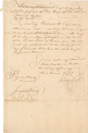 Lot #331 Artemas Ward: Paying an officer less than a year after the Declaration of Independence - Image 1