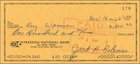 Lot #1391 Jackie Robinson Check - Image 2