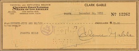 Lot #830 Gone With the Wind: Gable, Clark Check - Image 2