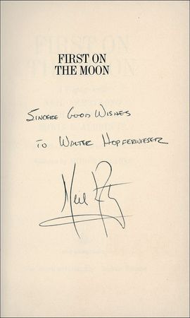 Lot #360 Neil Armstrong: ?The astronauts? own book ... in which mankind?s greatest undertaking of the century is told?: ARMSTRONG signs a first edition of the classic account of APOLLO 11 - Image 1