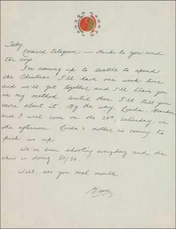 Lot #895 Bruce Lee: ?I?ll train you in my method?: LEE writes to his star pupil on the emerging discipline of Jeet Kune Do, his son Brandon, and his work on The Green Hornet - Image 2
