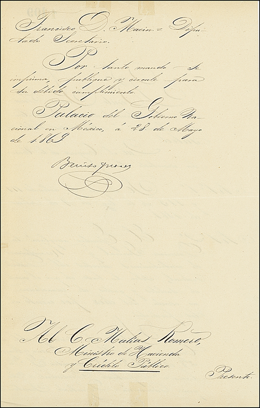 Lot 243 Benito Juarez: President Juarez makes a tax decision