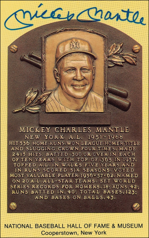 Lot 1429 Mickey Mantle Hall Of Fame Card