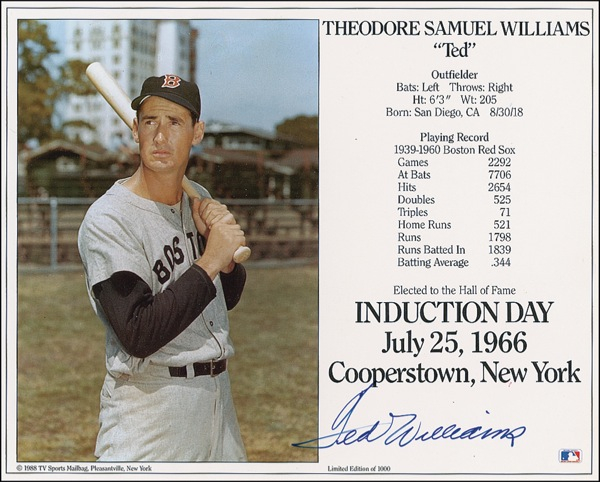 Lot 1540 Ted Williams Signed Photograph