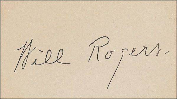 Lot 1175 Will Rogers Signature