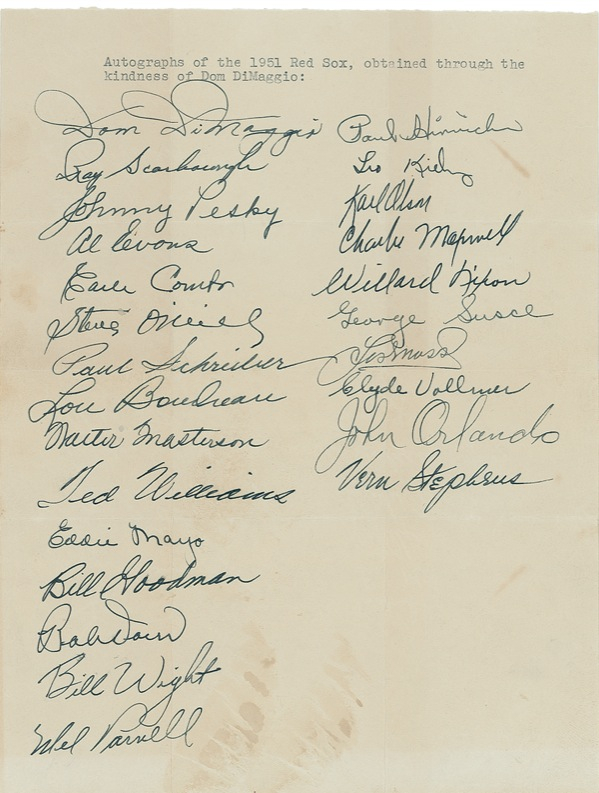 Lot 1533 Ted Williams and the Red Sox Signature