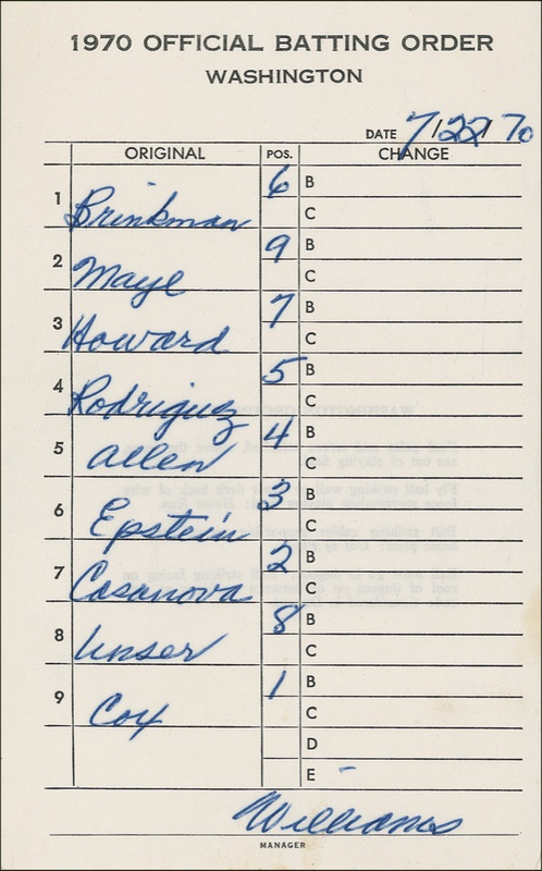 Lot 1547 Ted Williams Signed Lineup Card